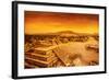 Pyramids of the Sun and Moon on the Avenue of the Dead, Teotihuacan Ancient Historic Cultural City,-Anna Omelchenko-Framed Photographic Print