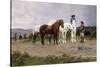 Pyrenees Farmers Market Bound-Rosa Bonheur-Stretched Canvas