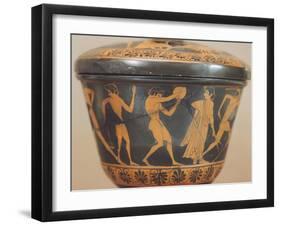 Pyxis Showing Figures of Athletes, from Cerveteri, Italy,5th Century BC, Ancient Greece-null-Framed Giclee Print