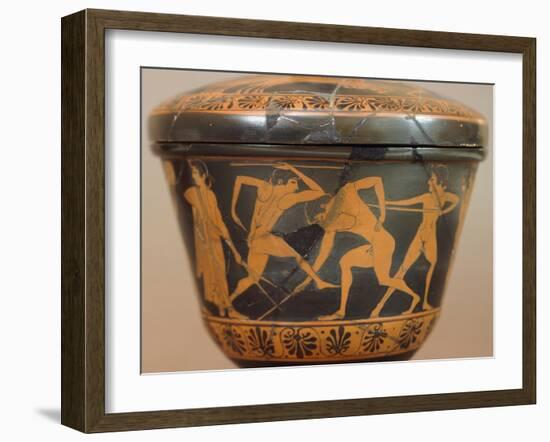 Pyxis with Athletes in the Gym, Red-Figure Pottery, from Cerveteri-null-Framed Giclee Print