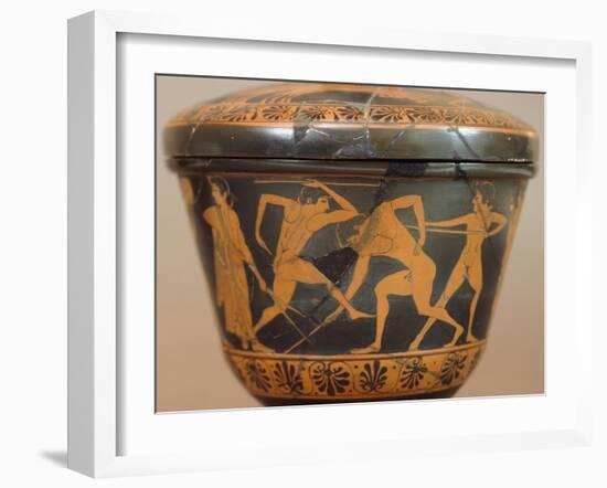 Pyxis with Athletes in the Gym, Red-Figure Pottery, from Cerveteri-null-Framed Giclee Print