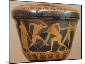 Pyxis with Athletes in the Gym, Red-Figure Pottery, from Cerveteri-null-Mounted Giclee Print