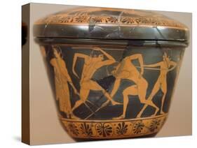 Pyxis with Athletes in the Gym, Red-Figure Pottery, from Cerveteri-null-Stretched Canvas