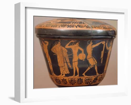 Pyxis with Athletes Performing Discus and Other Disciplines. Red-Figure Pottery, from Cerveteri-null-Framed Giclee Print