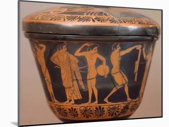 Pyxis with Athletes Performing Discus and Other Disciplines. Red-Figure Pottery, from Cerveteri-null-Mounted Giclee Print