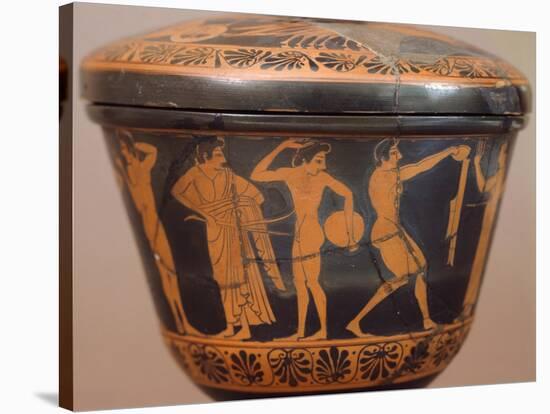 Pyxis with Athletes Performing Discus and Other Disciplines. Red-Figure Pottery, from Cerveteri-null-Stretched Canvas