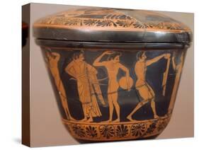 Pyxis with Athletes Performing Discus and Other Disciplines. Red-Figure Pottery, from Cerveteri-null-Stretched Canvas