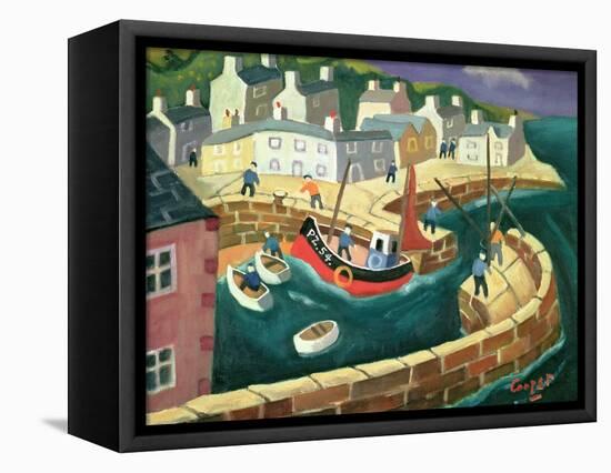 PZ.54. in Mousehole Harbour, Cornwall-William Cooper-Framed Stretched Canvas