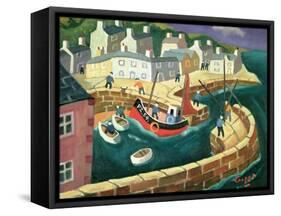 PZ.54. in Mousehole Harbour, Cornwall-William Cooper-Framed Stretched Canvas