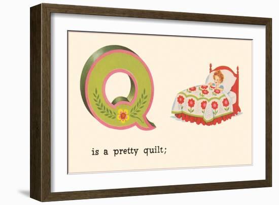 Q is a Pretty Quilt-null-Framed Art Print