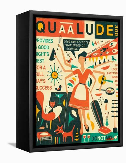 Q is for Quaalude-Jazzberry Blue-Framed Stretched Canvas