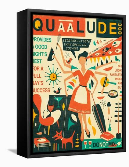 Q is for Quaalude-Jazzberry Blue-Framed Stretched Canvas