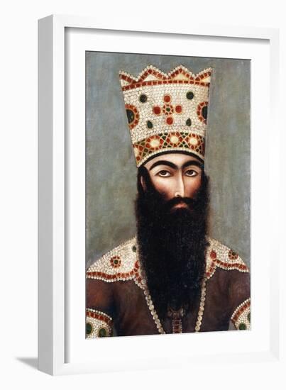 Qajar Royal Portrait; Probably Fath 'Ali Shah (1772-1834), C.1810-Mihr 'Ali-Framed Giclee Print