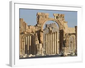 Qala'At Ibn Maan Castle Seen Through Monumental Arch, Archaelogical Ruins, Palmyra, Syria-Christian Kober-Framed Photographic Print