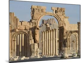 Qala'At Ibn Maan Castle Seen Through Monumental Arch, Archaelogical Ruins, Palmyra, Syria-Christian Kober-Mounted Photographic Print