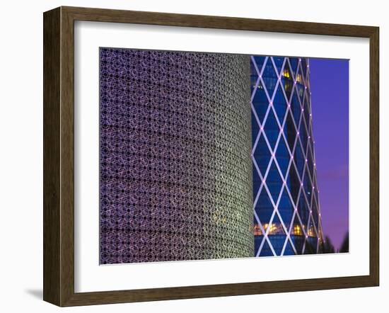 Qatar, Doha, Burj Qatar Left, Tornado Tower Right-Alan Copson-Framed Photographic Print