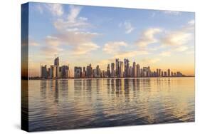 Qatar, Doha. Cityscape at Sunrise from the Corniche-Matteo Colombo-Stretched Canvas