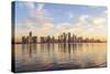 Qatar, Doha. Cityscape at Sunrise from the Corniche-Matteo Colombo-Stretched Canvas