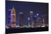 Qatar, Doha, Doha Bay, West Bay Skyscrapers, Dusk, with Burj Qatar Tower-Walter Bibikow-Mounted Photographic Print