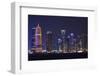 Qatar, Doha, Doha Bay, West Bay Skyscrapers, Dusk, with Burj Qatar Tower-Walter Bibikow-Framed Photographic Print