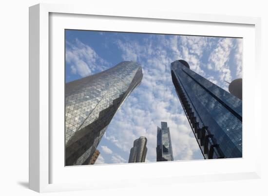 Qatar, Doha, Doha Bay, West Bay Skyscrapers, Dusk-Walter Bibikow-Framed Photographic Print