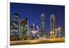 Qatar, Doha, Doha Bay, West Bay Skyscrapers, Dusk-Walter Bibikow-Framed Photographic Print