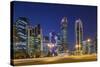 Qatar, Doha, Doha Bay, West Bay Skyscrapers, Dusk-Walter Bibikow-Stretched Canvas