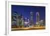 Qatar, Doha, Doha Bay, West Bay Skyscrapers, Dusk-Walter Bibikow-Framed Photographic Print