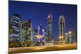 Qatar, Doha, Doha Bay, West Bay Skyscrapers, Dusk-Walter Bibikow-Mounted Photographic Print