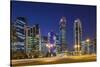 Qatar, Doha, Doha Bay, West Bay Skyscrapers, Dusk-Walter Bibikow-Stretched Canvas