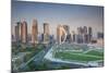 Qatar, Doha, Doha Bay, West Bay Skyscrapers, Elevated View, Dawn-Walter Bibikow-Mounted Photographic Print