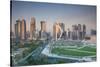 Qatar, Doha, Doha Bay, West Bay Skyscrapers, Elevated View, Dawn-Walter Bibikow-Stretched Canvas