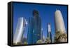 Qatar, Doha, Doha Bay, West Bay Skyscrapers from the Corniche, Morning-Walter Bibikow-Framed Stretched Canvas