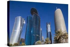 Qatar, Doha, Doha Bay, West Bay Skyscrapers from the Corniche, Morning-Walter Bibikow-Stretched Canvas