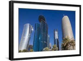 Qatar, Doha, Doha Bay, West Bay Skyscrapers from the Corniche, Morning-Walter Bibikow-Framed Photographic Print