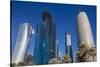 Qatar, Doha, Doha Bay, West Bay Skyscrapers from the Corniche, Morning-Walter Bibikow-Stretched Canvas