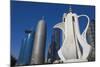 Qatar, Doha, Doha Bay, West Bay Skyscrapers, Morning, with Large Coffeepot Sculpture-Walter Bibikow-Mounted Photographic Print