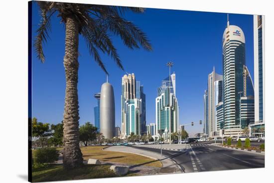 Qatar, Doha, Doha Bay, West Bay Skyscrapers, Morning-Walter Bibikow-Stretched Canvas