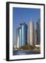 Qatar, Doha, Doha Bay, West Bay Skyscrapers with World Trade Center and Burj Qatar-Walter Bibikow-Framed Photographic Print