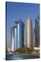 Qatar, Doha, Doha Bay, West Bay Skyscrapers with World Trade Center and Burj Qatar-Walter Bibikow-Stretched Canvas