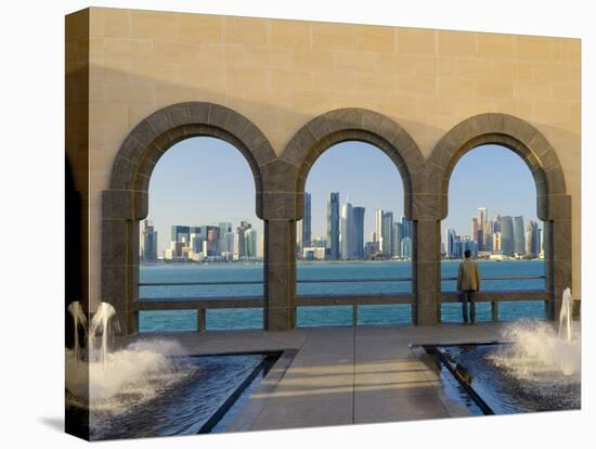 Qatar, Doha, Doha Skyline from Museum of Islamic Art-Alan Copson-Stretched Canvas