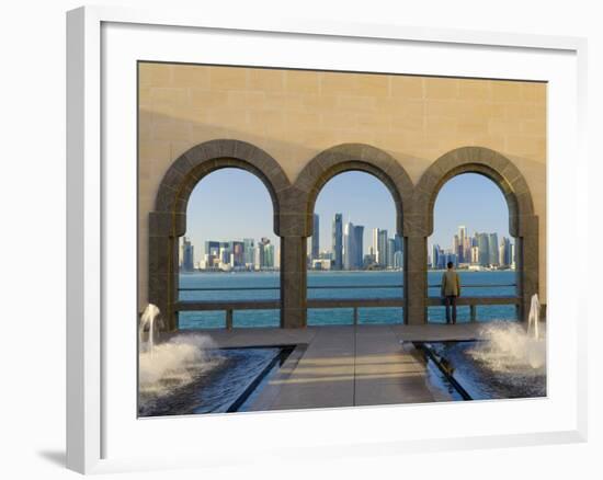 Qatar, Doha, Doha Skyline from Museum of Islamic Art-Alan Copson-Framed Photographic Print