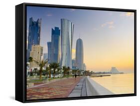 Qatar, Doha, Left to Right Palm Tower, Al Bidda Tower and Burj Qatar-Alan Copson-Framed Stretched Canvas