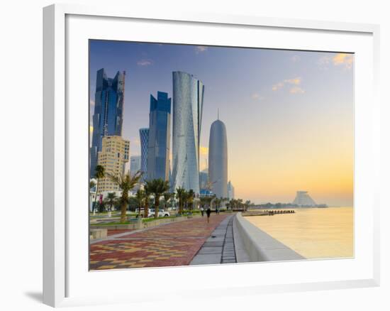 Qatar, Doha, Left to Right Palm Tower, Al Bidda Tower and Burj Qatar-Alan Copson-Framed Photographic Print