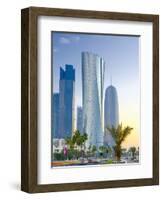 Qatar, Doha, Left to Right Palm Tower, Al Bidda Tower and Burj Qatar-Alan Copson-Framed Photographic Print