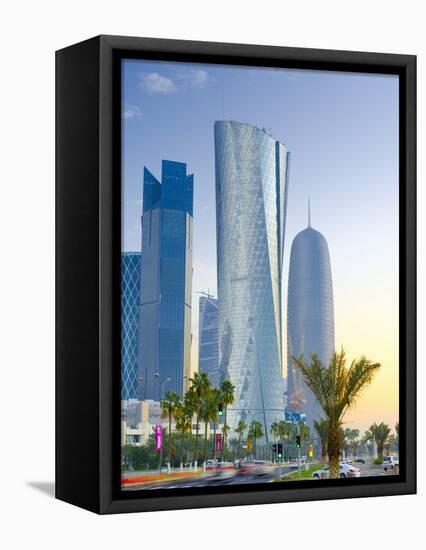 Qatar, Doha, Left to Right Palm Tower, Al Bidda Tower and Burj Qatar-Alan Copson-Framed Stretched Canvas