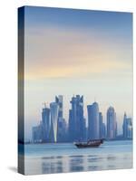 Qatar, Doha, Looking Across Doha Bay To Skyscrapers of West Bay-Jane Sweeney-Stretched Canvas