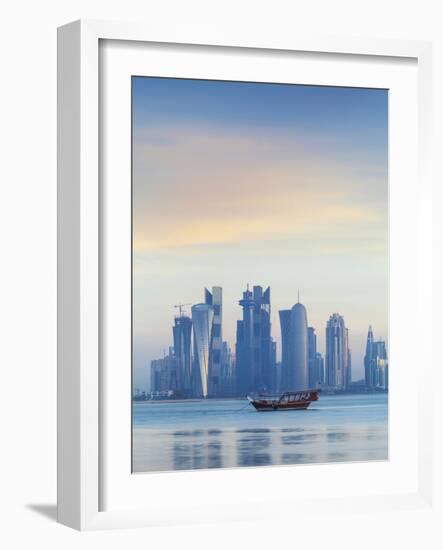 Qatar, Doha, Looking Across Doha Bay To Skyscrapers of West Bay-Jane Sweeney-Framed Photographic Print