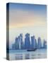 Qatar, Doha, Looking Across Doha Bay To Skyscrapers of West Bay-Jane Sweeney-Stretched Canvas