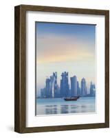 Qatar, Doha, Looking Across Doha Bay To Skyscrapers of West Bay-Jane Sweeney-Framed Photographic Print